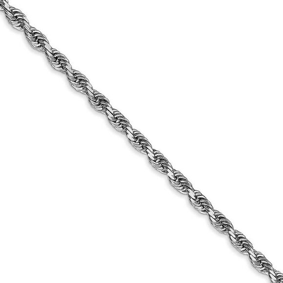 3mm 10k White Gold D/C Quadruple Rope Chain Necklace 20 Inch